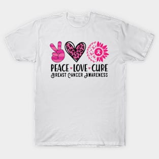 Peace Love Cure Breast Cancer Awareness T-Shirt